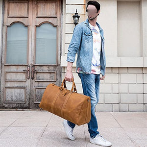GYZCZX European and American Fashion Large Bags Large Capacity Men's Handbags Travel Bags Retro Luggage Satchels (Color : A, Size : 60 * 30 * 33cm)