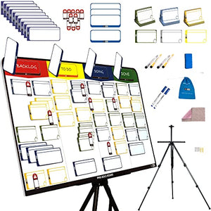 Kanban Board Magnetic, Scrum Board Magnetic Kit, Full Magnetic Project Management Board by pmxboard. 84 Piece Kanban Magnets, Kanban Cards, Scrum Cards Agile Kit. Project Planning Task Board Scrum Kit