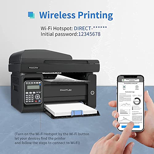 Fax Printer All in One Laser Printer Scanner Copier Fax WiFi Wireless Printer Black and White Printer Pantum M6602NW, Pantum PB-211 Toner Cartridge Standard Yield 1500 Pages