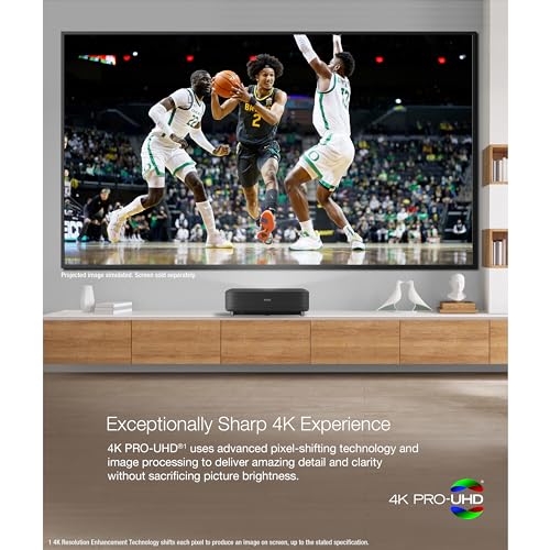 Epson EpiqVision Ultra LS650 4K PRO-UHD Laser Projector, 3,600 Lumens, 120" - Black