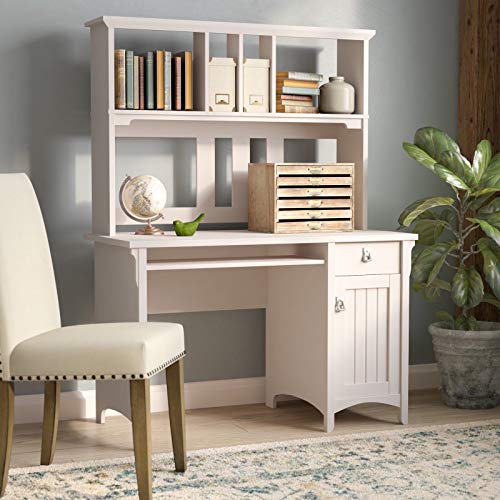 Antique White Computer Desk with Hutch Modern Writing Desk with Storage Shelves Office Desk Study Table Gaming Desk Workstation for Home Office Computer Desk with Drawers and Shelves