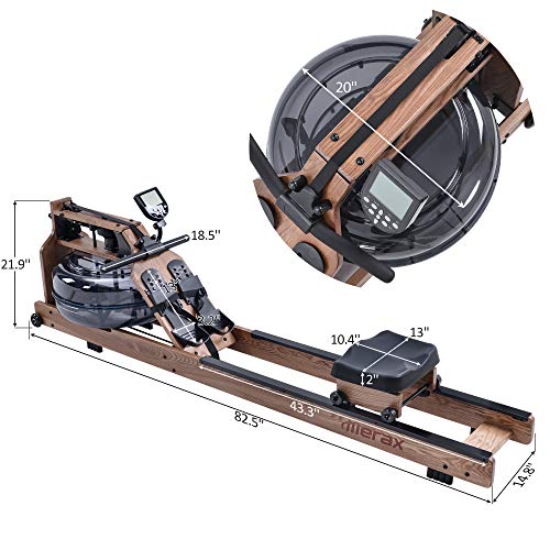 Merax Water Rowing Machine Wood Water Resistance Rower for Home Use, Ash Wood Rower Fitness Indoor Rowing Machine with LCD Monitor (American White Ash)
