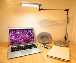 Lightpilot S650 by Lumiy - Ultra Bright LED Light Panel Desk Lamp (Titanium Silver with Base)