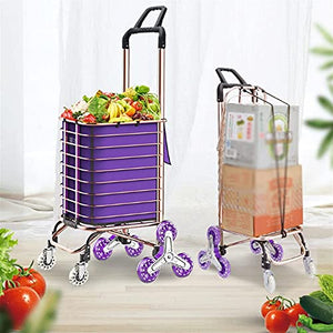 JipiN Foldable Grocery Cart with Aluminum Frame and Stair Climbing Feature