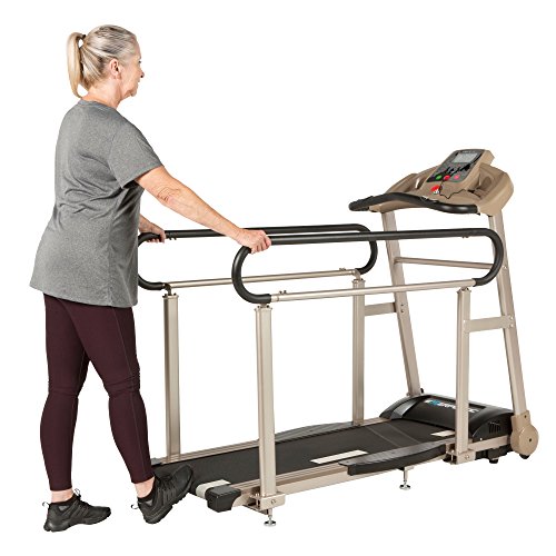 EXERPEUTIC TF2000 Recovery Fitness Walking Treadmill with Full Length Hand Rails, Deck Cushions and Heart Rate Monitoring