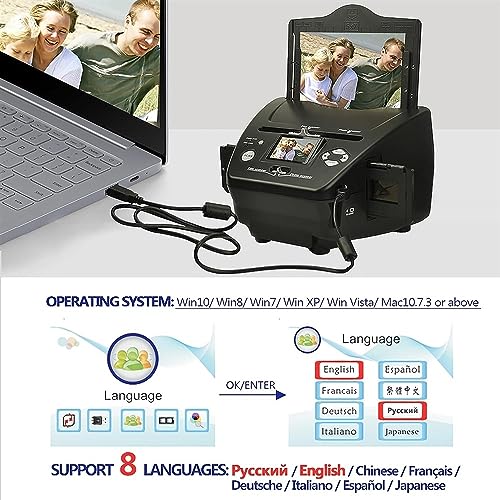 MAHWER Digital Photo Film Scanner, 16 MP Slide Negative Scanner with 8.1 Mega Pixels Sensor
