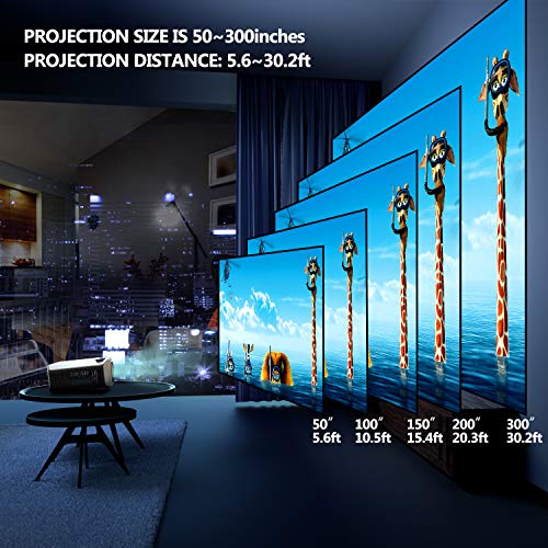 GooDee Portable Outdoor Movie Projector – Native 1080P Home Theater Video Projector, Full HD LCD 300 Inch, contrast 7000:1 with 100,000 Hrs Lamp Life, Compatible with PC, PS4, TV Stick, HDMI, YG620