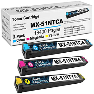 3 Pack Compatible MX51NTCA MX51NTMA MX51NTYA Toner Cartridge Replacement for Sharp MX-51NT MX-4110N MX-4111N MX-4140N MX-4141N MX-5110N MX-5111N MX-5140N MX-5141N Printer Cartridge (1C+1M+1+Y).