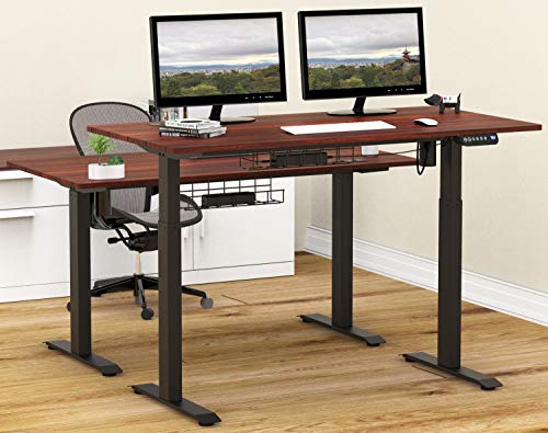 SHW 55-Inch Large Electric Height Adjustable Computer Desk, 55 x 28 Inches, Cherry