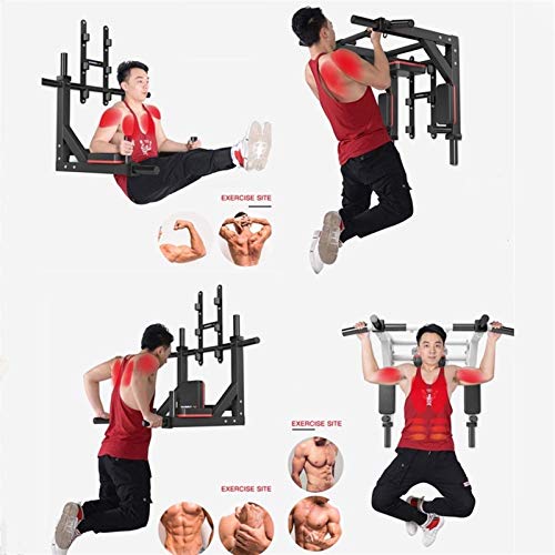 ZXNRTU Wall Mounted Pull-Up Bar Multi-Grip Chin-Up Bar Dip Stand Power Tower Set for Home Gym Strength Training Equipment (Color : White)