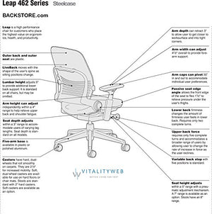 Steelcase Leap Desk Chair in Buzz2 Blue Fabric - Highly Adjustable Arms - Platinum Frame and Base - Soft Dual Wheel Hard Floor Casters