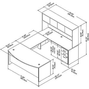 Bush Business Furniture Studio C U Shaped Desk with Hutch, Mobile File Cabinet - Platinum Gray, 72W x 36D