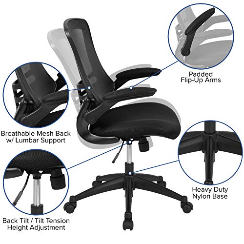 Flash Furniture Mid-Back Swivel Ergonomic Task Office Chairs Set, Black Mesh - Set of 4