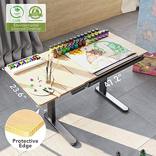 FLEXISPOT Comhar Electric Adjustable Drafting Table, Standing Desk with Storage Drawers, 47.2" W x 23.6" D, Angle Height Adjustable - Craft Artist Table