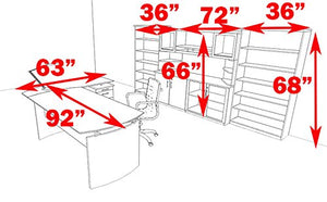 UTM Furniture 6pc Modern Contemporary L Shape Executive Office Desk Set, MT-MED-O37