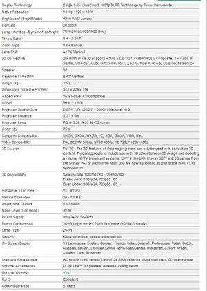 Optoma EH416 1080p Full HD 3D DLP Business Projector