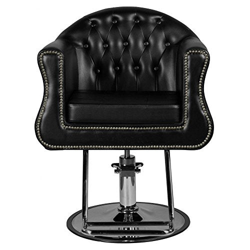 Avondale"Young" Black European Salon Styling Chair, Round Base, U Shaped Footrest