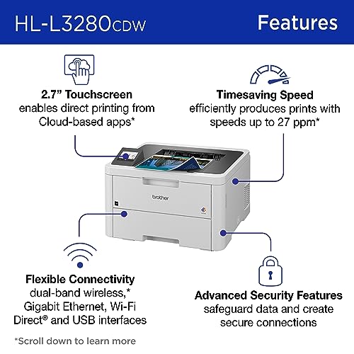 Brother HL-L3280CDW Wireless Color Laser Printer | Duplex, Mobile Printing, Ethernet | Amazon Dash Replenishment Ready