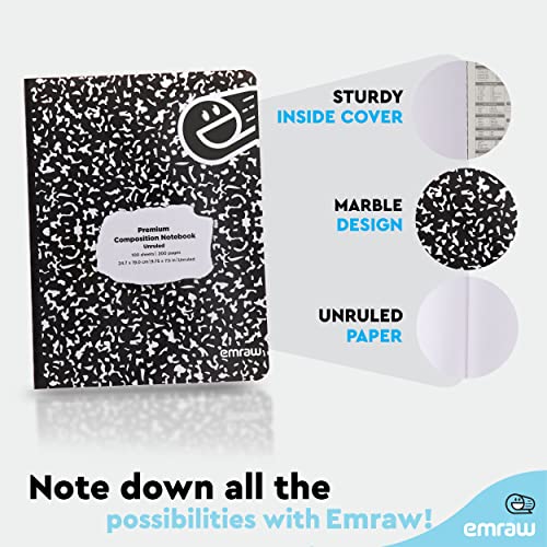 Composition Notebooks Bulk, Plain Unruled Writing Journals in Bulk, Marble Style Blank Book Hardcover Composition Book, Bulk Student Notebooks for School Supplies, 100 Sheets, Pack of 288 - by Emraw