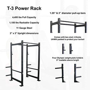 Titan Fitness T-3 Series 36-in Depth Power Rack, 1,100 LB Capacity Cage for Weightlifting and Strength Training