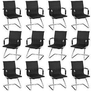 Tangkula Office Guest Chair Set of 12 - Heavy Duty Reception Chairs with Arm Sleeves & Sled Base