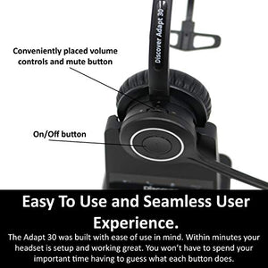 Discover Adapt 30 Wireless Headset System for Office Phones- Switch Between Single and Dual Speaker- Compatible with Polycom, Avaya, Cisco, Yealink and 98% of Office Desk Phones