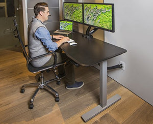 Ergo Elements Height Adjustable Electric Standing Desk with 60" Top 4 Memory Buttons LED Display, Grey with Grey Top