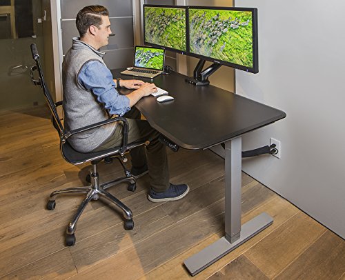 Ergo Elements Height Adjustable Electric Standing Desk with 60" Top 4 Memory Buttons LED Display, Grey with Grey Top