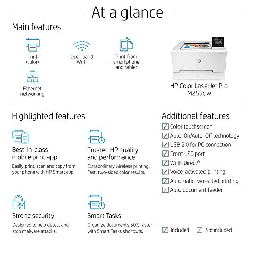 HP Color Laserjet Pro M255DW Laser Printer (Renewed)