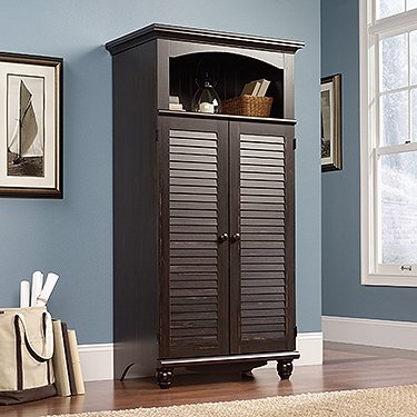 Sauder 138070 Harbor View Computer Armoire, L: 10.38" x W: 19.50" x H: 20.63", Antiqued Paint finish