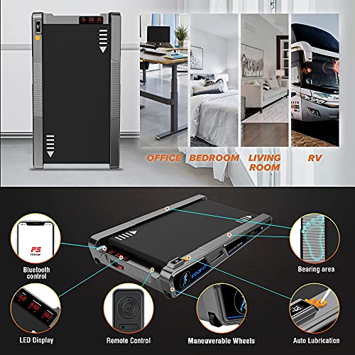Egofit Walker Pro Small Under Desk Electric Treadmill Walking Machine, Installation-Free with LED Display, Remote Control and APP Control, Compact Fit Standing Desk Exerciser for Home Office Use