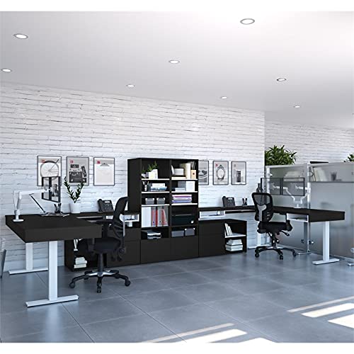 Pemberly Row 72" L-Shaped Standing Desk with Storage Set of 2 Black