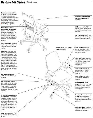 Steelcase Gesture Task Chair with Headrest - Licorice Fabric, Platinum Frame