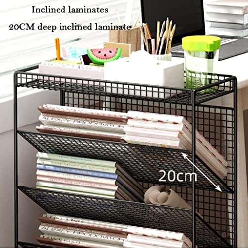 Generic Black Shelf Book Cart with Lockable Casters - Multi-Functional Rolling Library Cart