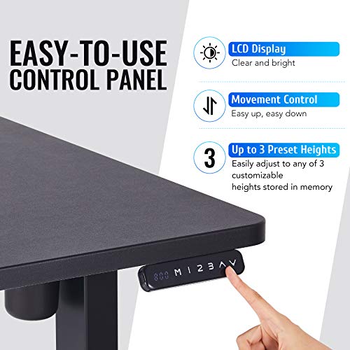 VONLUCE Height Adjustable Computer Desk | 48x24 inch Electric Standing Desk for Home Office | Electric Stand Up Desk with Under Desk Cable Management | One Piece Top Ergonomic Sit Stand Desk, Black