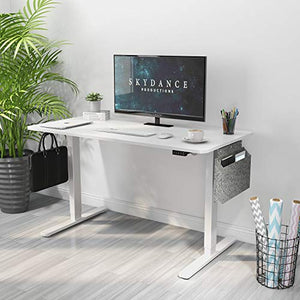 Standing Desk Electric Height Adjustable Desk, Sit Stand Desk Home Office Workstation Computer Stand Up Desk with Storage Bag and Hook (48" x 24" Splice Desktop, White)