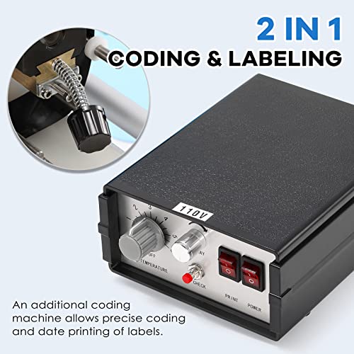 NEWTRY 2 in 1 Semi-Automatic Round Bottle Labeling Machine with Date Coding - 20-120mm Bottle Diameter