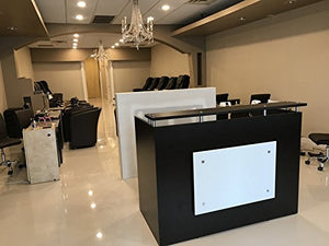 DFS Reception Desk Shell which fits a 15" Monitor - 60" W by 30" D by 44" H Espresso- and White Front