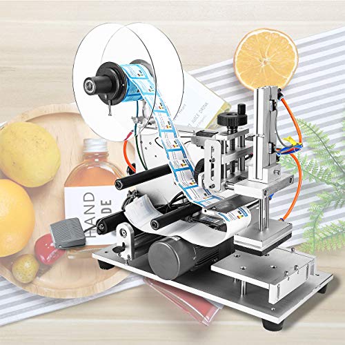 Hanchen Semi-Automatic Plane Labeling Machine, Adjustable Labeler for Flat Square Bottles (110v)