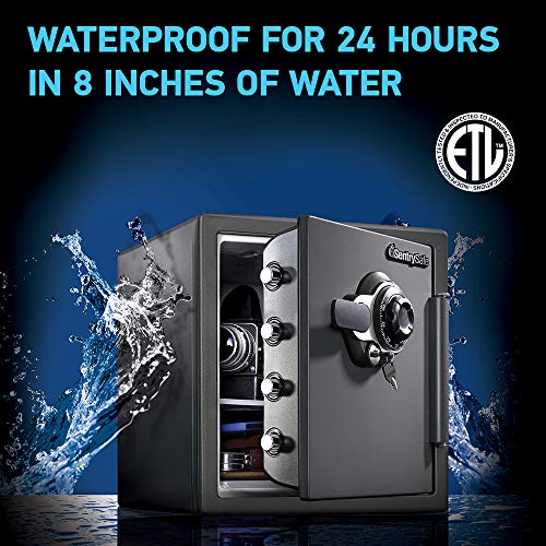 SentrySafe SFW123DSB Fireproof Safe and Waterproof Safe with Dial Combination 1.23 Cubic Feet