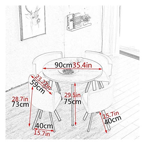 AkosOL Business Dining Table and Chair Set - Modern Round Leisure Table with 4 Chairs (Color: Color 1, Black)