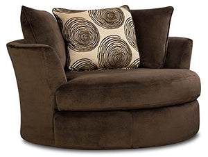 Chelsea Home Furniture Rayna Swivel Chair, Groovy Chocolate/Big Swirl Chocolate