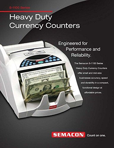 Semacon S-1125 Series 1100 Heavy Duty High Speed Currency Counters with UV and MG Detection, Dual Viewing Display, Speed of 1000 Notes Per Minute