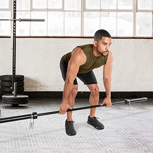 WF Athletic Supply 300 LB Cast Iron Olympic Weight Set with 7’ Olympic Bar for Muscle Toning, Strength Building, Weight Loss - Multiple Choices Available (c. Black Grip Plate Set)