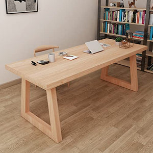 None Industrial Style Pine Wood Office Computer Desk 5cm Thick, Log-Colored Notebook Workbench, Multifunctional Conference Table 200x80x75cm