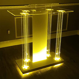 EESHHA Acrylic Lectern Podium Table with Lights Stand, Portable for Church & Events
