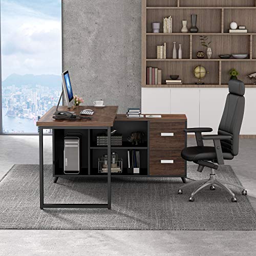 Tribesigns L-Shaped Computer Desk, 55 Inch Large Executive Office Desk with Drawers Business Furniture Workstation with 47 inch File Cabinet