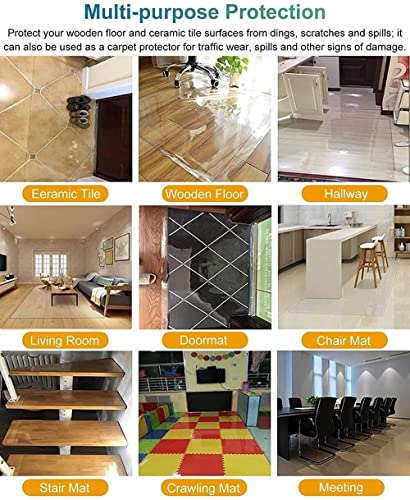 HOBBOY Hard-Floor Chair Mat for Wood Table Protector - Transparent Non Skid Entryway Doormat - Computer Desk Chair Mat (Size: 90")