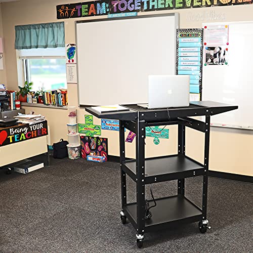 Pearington Rolling AV Cart with Drop Leaves and Adjustable Shelves