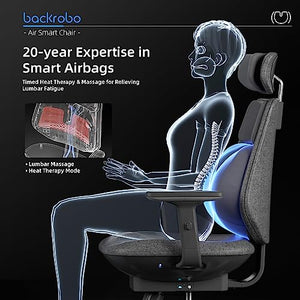 Backrobo Smart Ergonomic Home Office Chair with Automatic Massage Lumbar Support, App-Controlled 3D Armrests, Adjustable Height